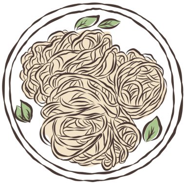 Makarna tasviri. Beyaz Arkaplanda Vektör Grafiği