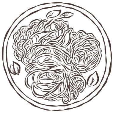 Makarna tasviri. Beyaz Arkaplanda Vektör Grafiği