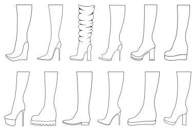 Set of different boots illustration isolated on white