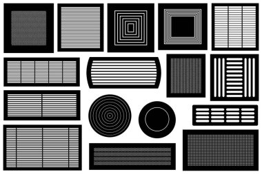 Collage of different ventilations grilles isolated on white