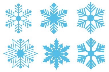 beyaz izole farklı kar taneleri kümesi