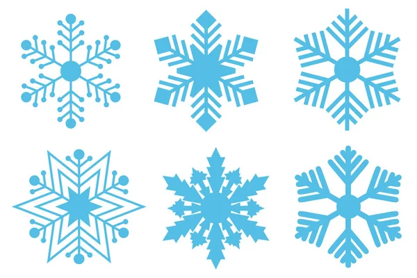 Set Von Verschiedenen Schneeflocken Isoliert Auf Weiß lizenzfreie Stockillustrationen