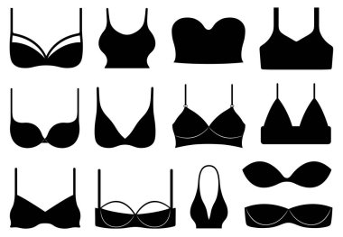 Beyazda izole edilmiş farklı sütyen koleksiyonu