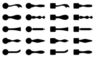 Farklı kapı tokmakları beyaz üzerine izole kolaj