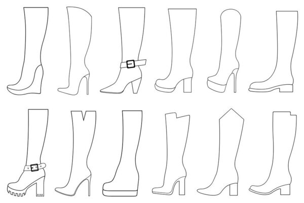 Illustration of different boots isolated on white