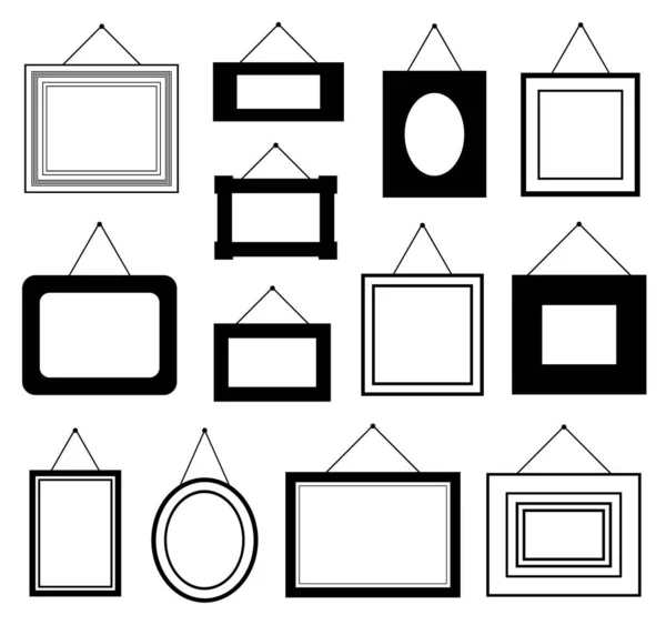 Collection Different Picture Frames Isolated White — Stock Vector