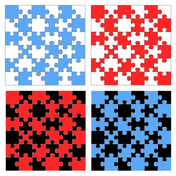 Colore Puzzle Set Isolato Bianco — Vettoriale Stock
