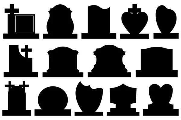 Set Different Gravestones Isolated White Royalty Free Stock Illustrations