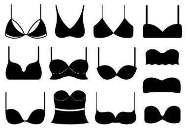 Beyazda izole edilmiş farklı sutyenlerin tasviri