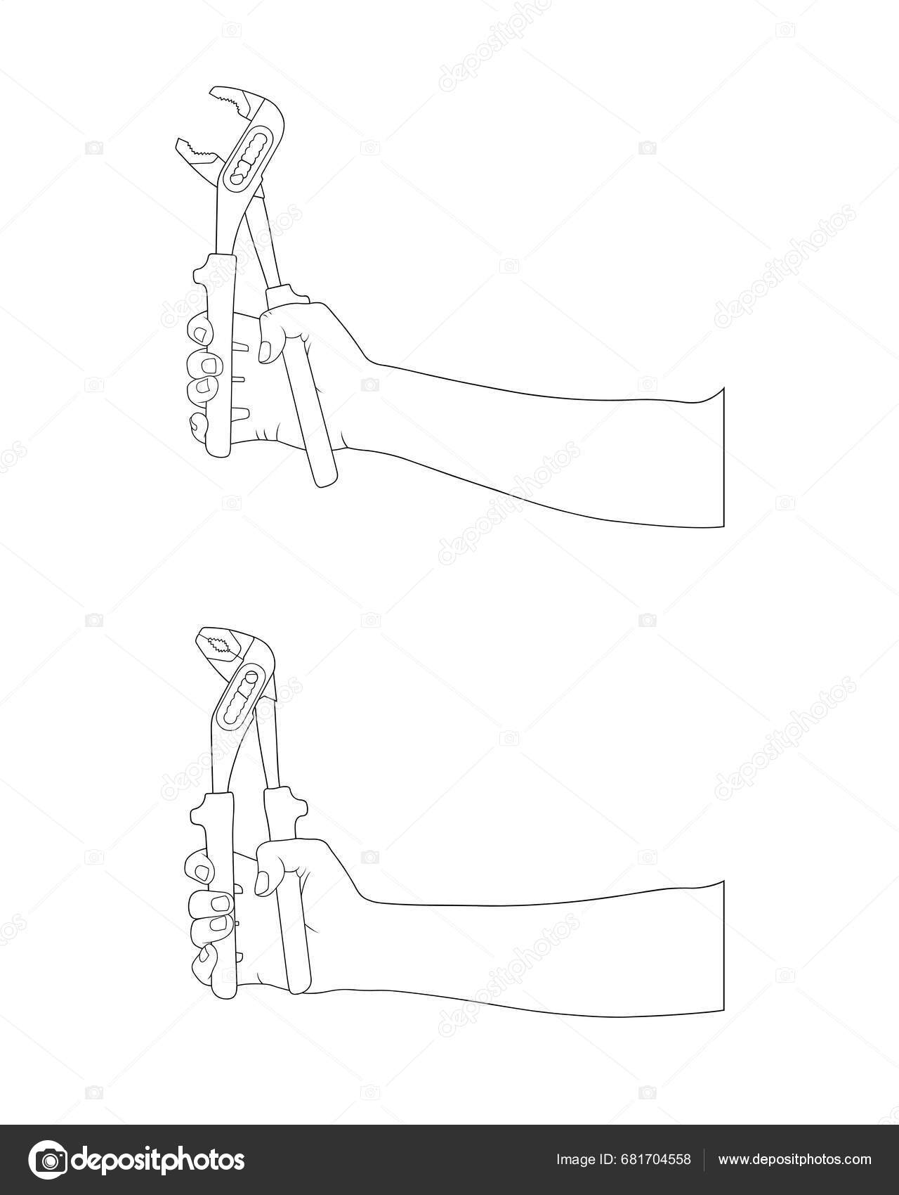 Illustration Hands Holding Water Pump Pliers Isolated White Stock