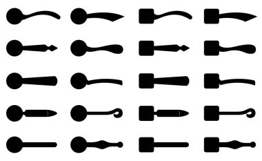 Farklı kapı tokmaklarının beyazı izole edilmiş hali