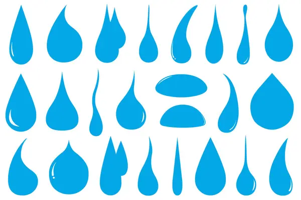Collage Different Water Drops Isolated White Stock Vector