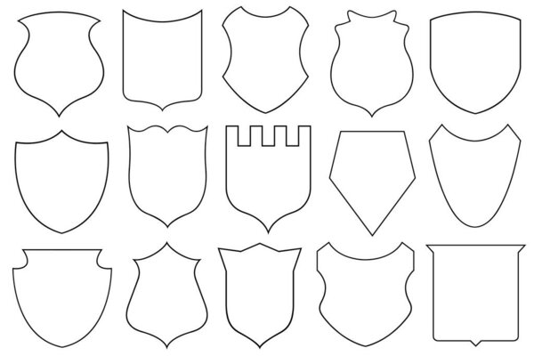 Illustration of different shields isolated on white background