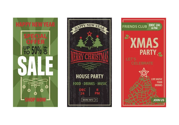 Venda Natal Publicidade Promoção Banner Panfleto —  Vetores de Stock