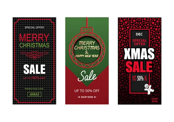 Venda Natal Publicidade Promoção Banner Panfleto —  Vetores de Stock