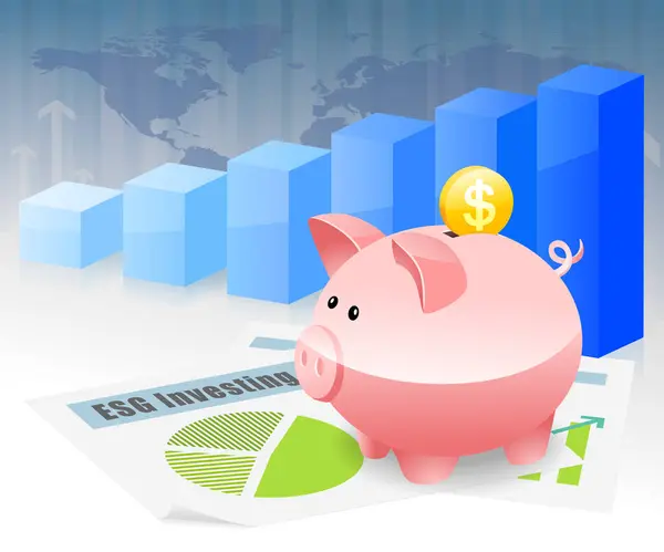 Piggybank Oszczędności Esg Inwestowanie Planowanie Inwestycji Przyszłość — Zdjęcie stockowe