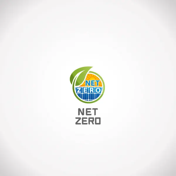 Net Zero Emissão Gás Estufa Alvo Carbono Clima Neutro Logo —  Vetores de Stock
