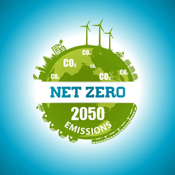 Projeto Neutro Campanha Clima Carbono Alvo Emissão Zero Líquida Gás —  Vetores de Stock
