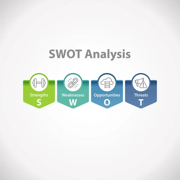 Análisis Swot Técnica Planificación Estrategias Diseño Infográfico Marketing Empresarial Con — Vector de stock