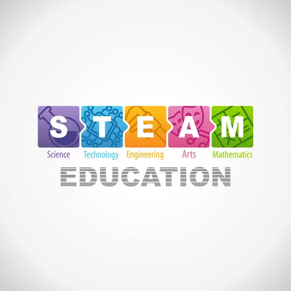 Steam Stem Oktatási Koncepció Logó Tudomány Technológia Mérnöki Arts Matematika — Stock Vector