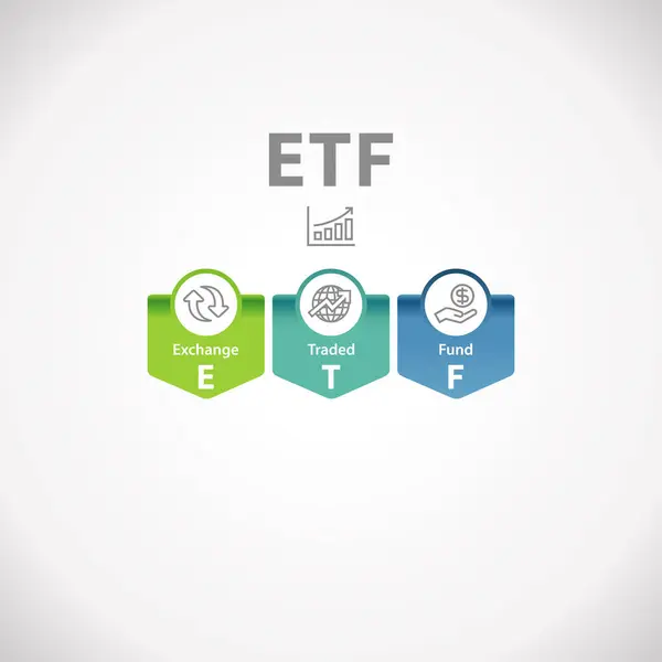 Etf Exchange Traded Fund Conception Icônes Placement Infographie — Image vectorielle