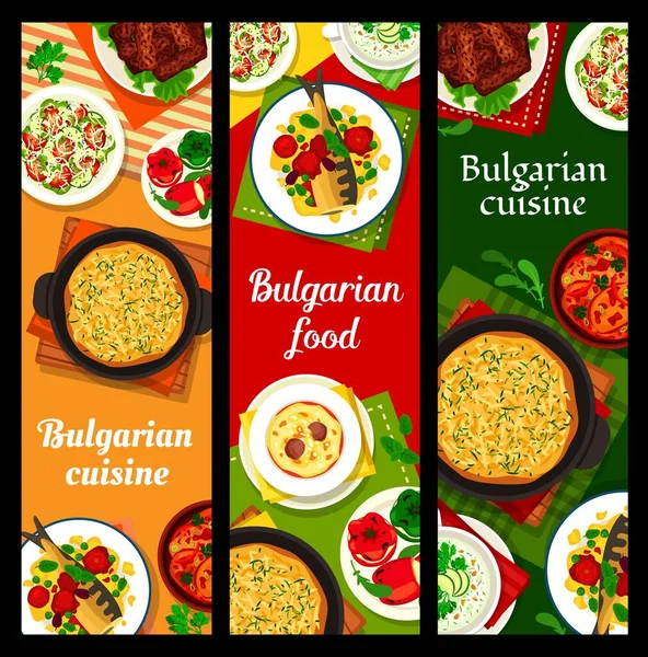 Βουλγαρική Κουζίνα Πανό Σούπες Tarator Και Supa Topcheta Σαλάτα Λαχανικών — Διανυσματικό Αρχείο
