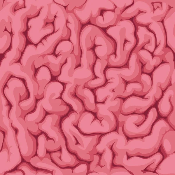 人間の脳のシームレスなパターン ピンクのベクトルの背景には 頭蓋骨 畳み込み しわがあります 神経系医学および科学的な解剖学的反復壁紙 医学的 脳的質感 — ストックベクタ
