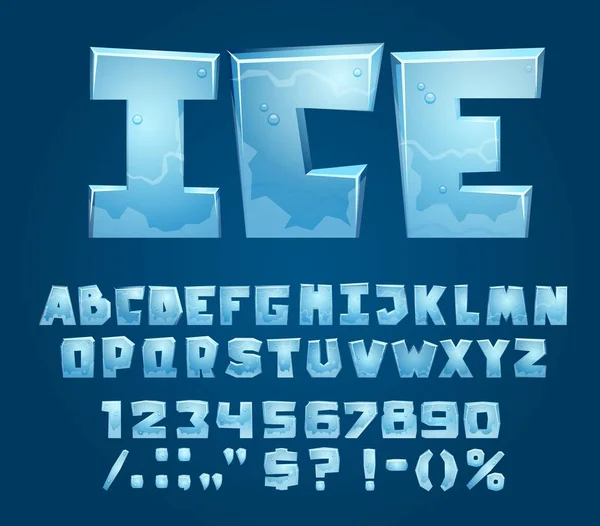 Шрифт Шрифт Типовой Алфавит Замороженные Водные Буквы Алфавит Пунктуации Цифры — стоковый вектор
