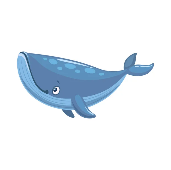 漫画の灰色のクジラの文字 子供の面白い海の動物 ベクトルの大きな魚 笑顔でかわいいスイミングクジラ 子供の明るい幼稚園のキャラクターやマスコットや漫画海洋生物の年齢 — ストックベクタ