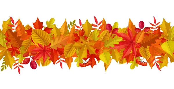 Seizoensgebonden Achtergrond Met Herfstbladeren Bessen November Natuur Achtergrond Grens Herfst — Stockvector