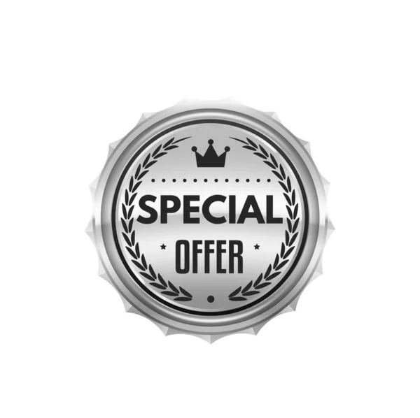 Loja Especial Oferta Distintivo Prata Etiqueta Melhor Preço Sinal Promoção — Vetor de Stock