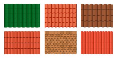 Çatı kiremit zemin. Ev çatısı terracotta seramik seramik desenler, mimari kil tuğla yüzey veya vektör arkaplan. Çatı metali ya da seramik malzeme dokusu oluşturuluyor