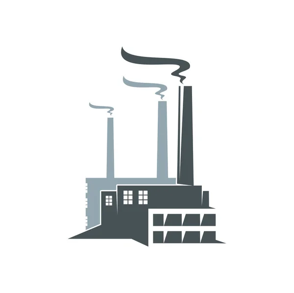 工厂图标 隔离矢量电站或核反应堆的建造 炼油厂或加油站配备蒸汽管的设施 能源生产建筑标志 — 图库矢量图片