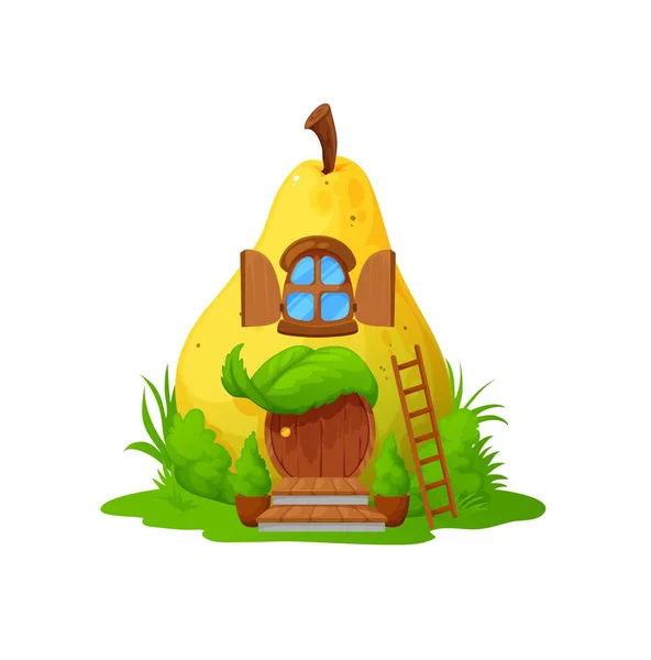 Ripe Yellow Pear Fairytale Home Building Elf Dwelling Cartoon Vector — Stock Vector