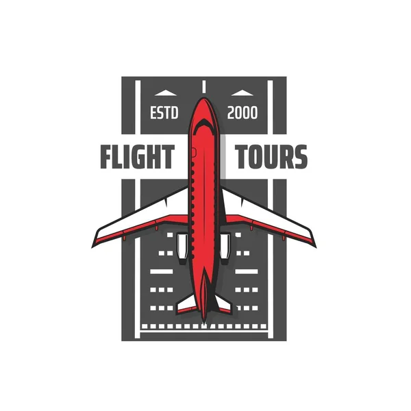 Flight Tours Icon Air Travel Vector Plane Airplane Landing Airport — Stock Vector