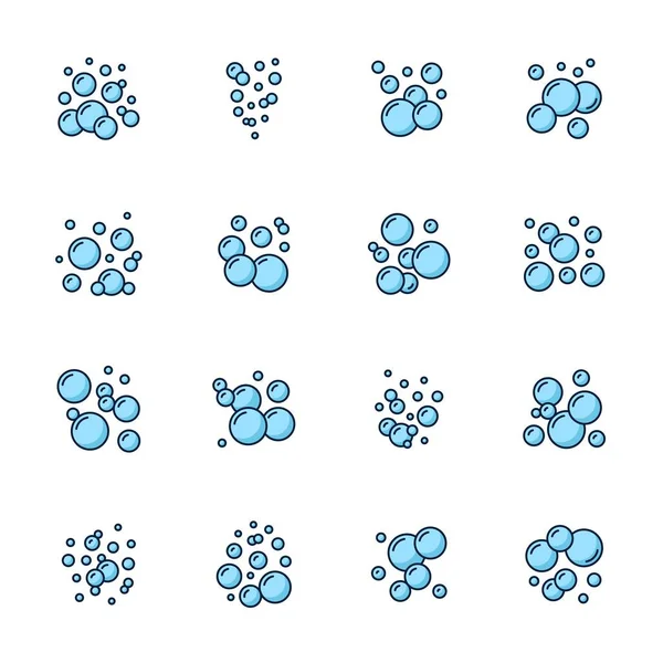 Soap Foam Bubble Color Icons Bathroom Soap Suds Outline Symbols — Stock Vector