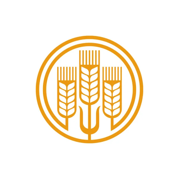 Icono Trigo Espiga Cereales Agricultura Símbolo Simple Emblema Contorno Con — Archivo Imágenes Vectoriales
