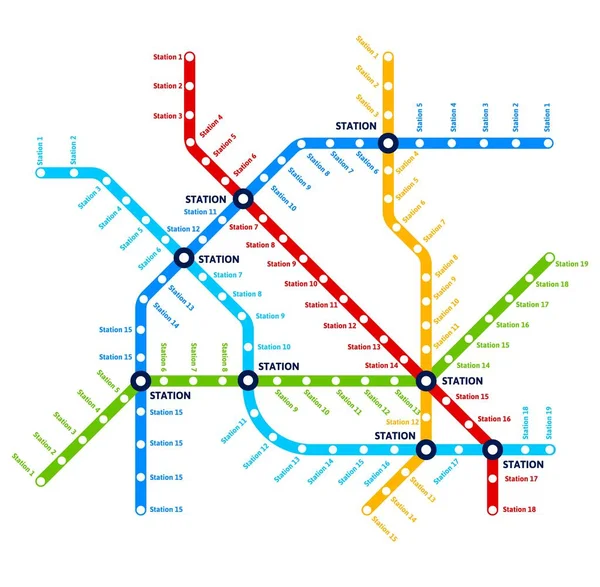 지하철 지하철 Vector Subway Subway City Undertube Map Plan Lines — 스톡 벡터