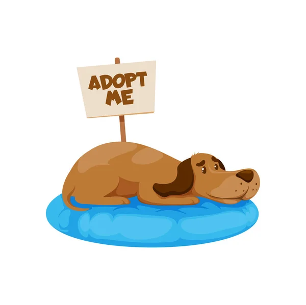 Adoptieren Sie Einen Hund Süße Welpen Liegen Auf Bettwäsche Mit — Stockvektor