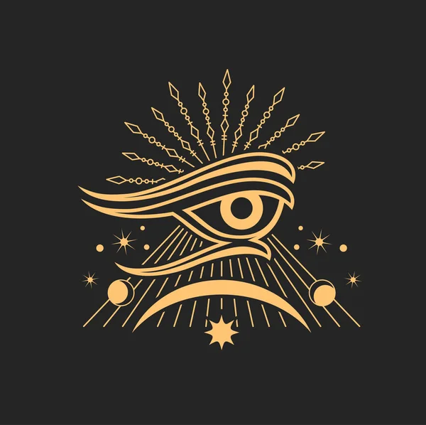Amuleto Occhio Horus Amuleto Etnico Magico Occultismo Segno Visione Raggi — Vettoriale Stock