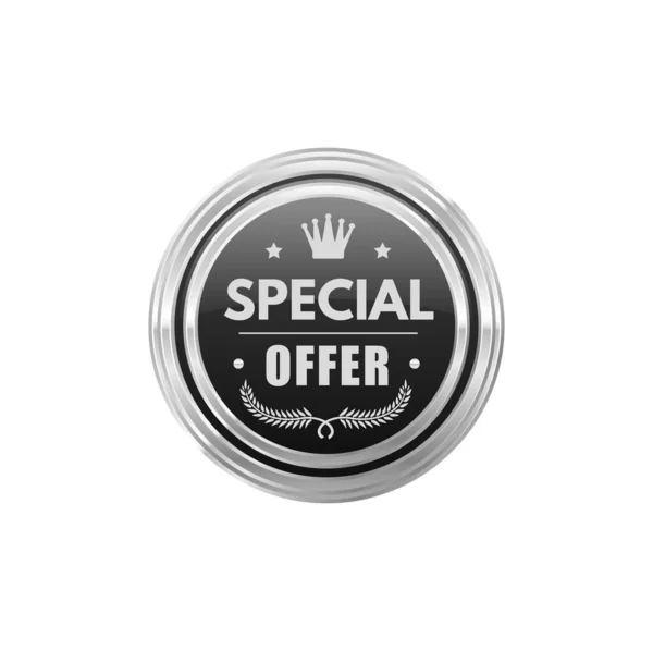 Cena Speciální Nabídka Stříbrný Odznak Nebo Kulatý Štítek Ukládat Nejlepší — Stockový vektor