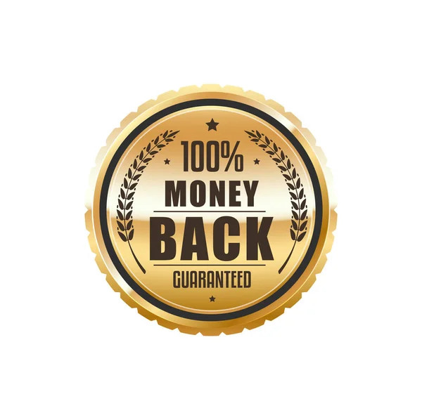 Money Back Golden Badge Warranty Label Service Quality Warranty Glossy — Stock Vector