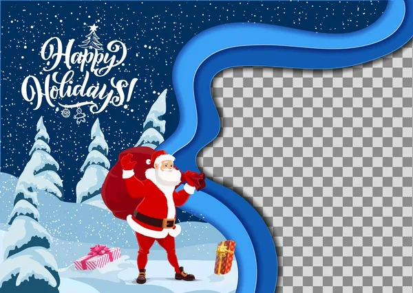 Papier Noël Bande Dessinée Coupe Santa Espace Libre Vacances Hiver — Image vectorielle