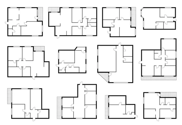 Daire Planı Odası Planı Mimarisi Planı Apartman Yatak Odası Inşaat — Stok Vektör