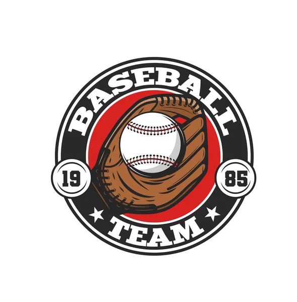 Icône Équipe Baseball Emblème Club Sport Softball Avec Gant Balle — Image vectorielle