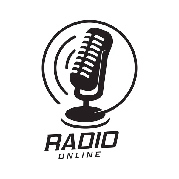 Online Radio Sation Retro Icon Live Broadcasting Channel Symbol Sign — Stock Vector