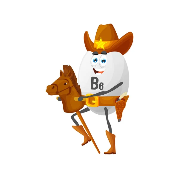 Tecknad Vitamin Cowboy Eller Skogvaktare Karaktär Rolig Vektor Adermin Sheriff — Stock vektor