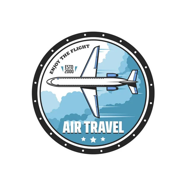 Légi Közlekedés Ikonja Légitársaság Charter Járat Retro Embléma Repülőgép Közlekedési — Stock Vector
