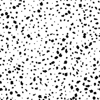 Dalmaçya desensiz arka plan, beyaz ve siyah köpek benekleri sıçrama, taşıyıcı karo. Dalmaçyalı çil desenleri doku, noktalar sıçrama veya mürekkep fırçası damlaları ve lekeler arka plan