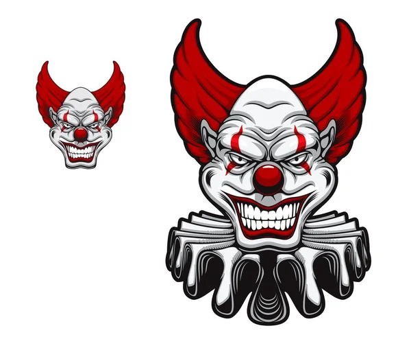 Angry Circus Clown Mascot Scary Halloween Clown Character Tattoo Crazy — Stock Vector